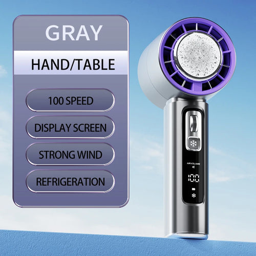 2024 High-Speed Handheld Electric Fan with Semiconductor Refrigeration, 4000mAh USB Rechargeable Portable Outdoor Fan