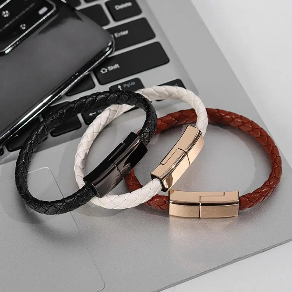 Leather Braided USB Charging Cable and Data Transfer Cable for iPhone, Samsung, Huawei, and Xiaomi