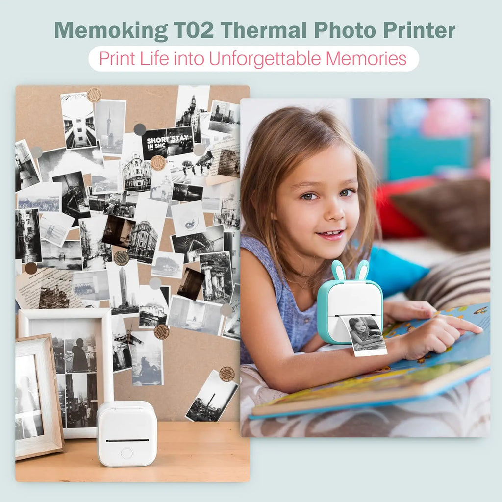 Phomemo T02 Wireless Pocket Thermal Printer Portable Mini Wirelessly BT Connect 203Dpi Photo Label Memo List Printing Clearly