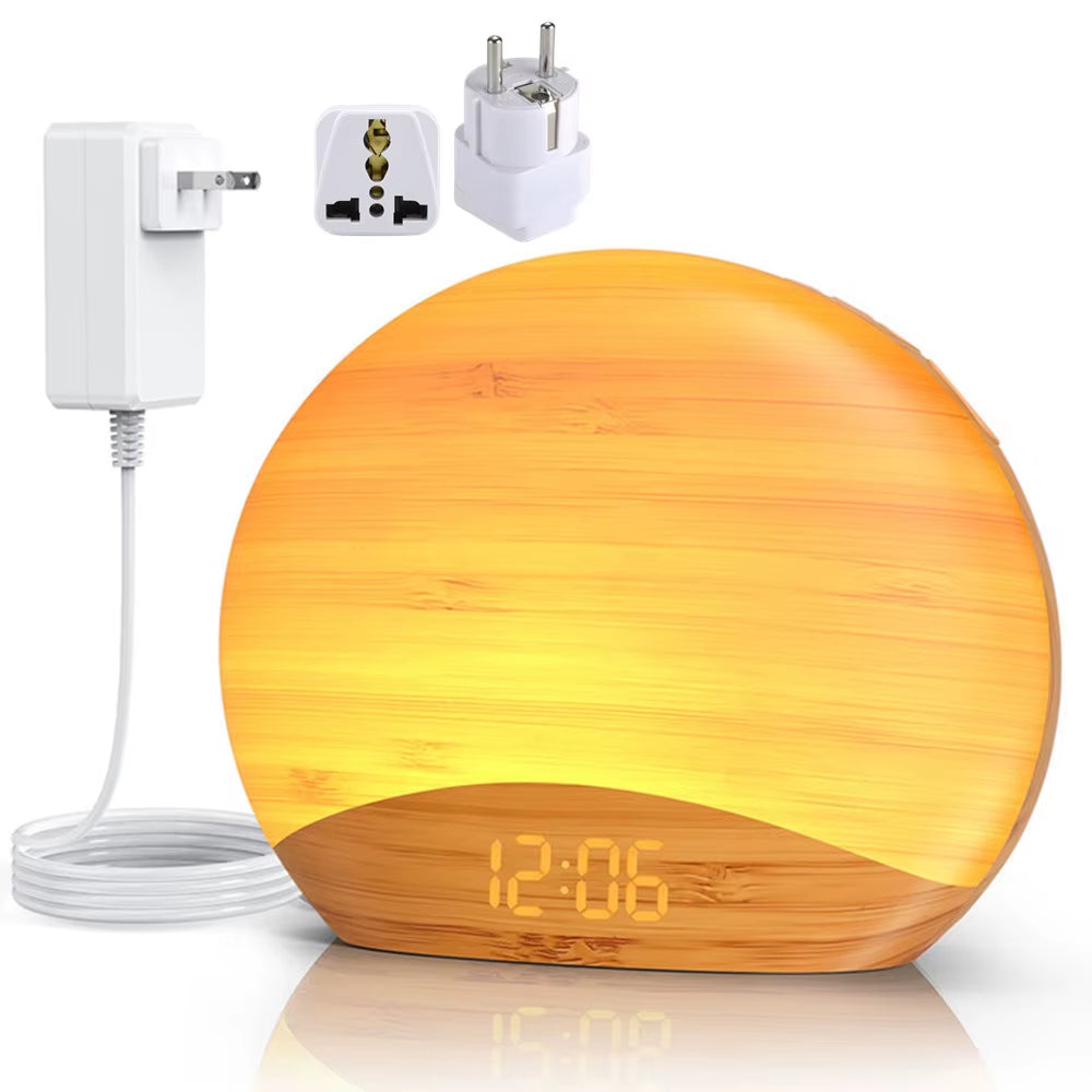 Awakening Wake up Sunrise Alarm Clock Table Clock Dimmable with 3 Ring 8 Nightlight 26 Sound Sleep Timer Night Light