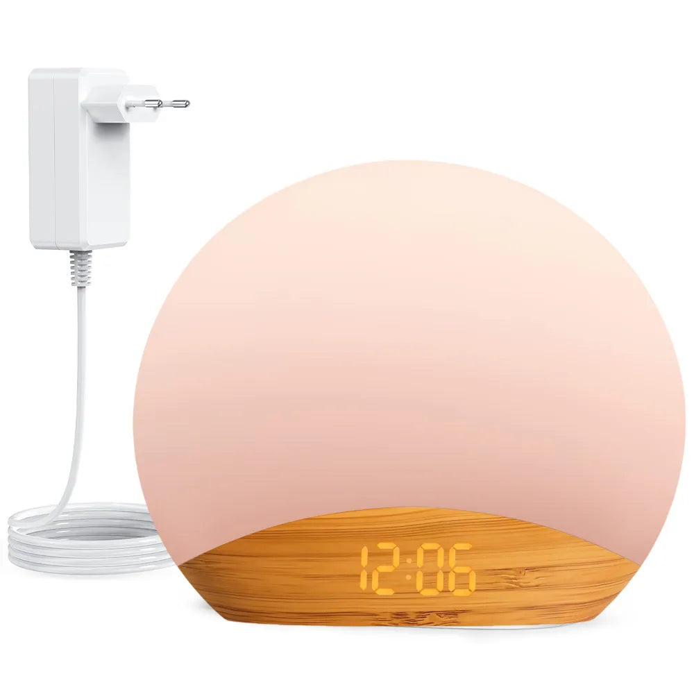 Awakening Wake up Sunrise Alarm Clock Table Clock Dimmable with 3 Ring 8 Nightlight 26 Sound Sleep Timer Night Light