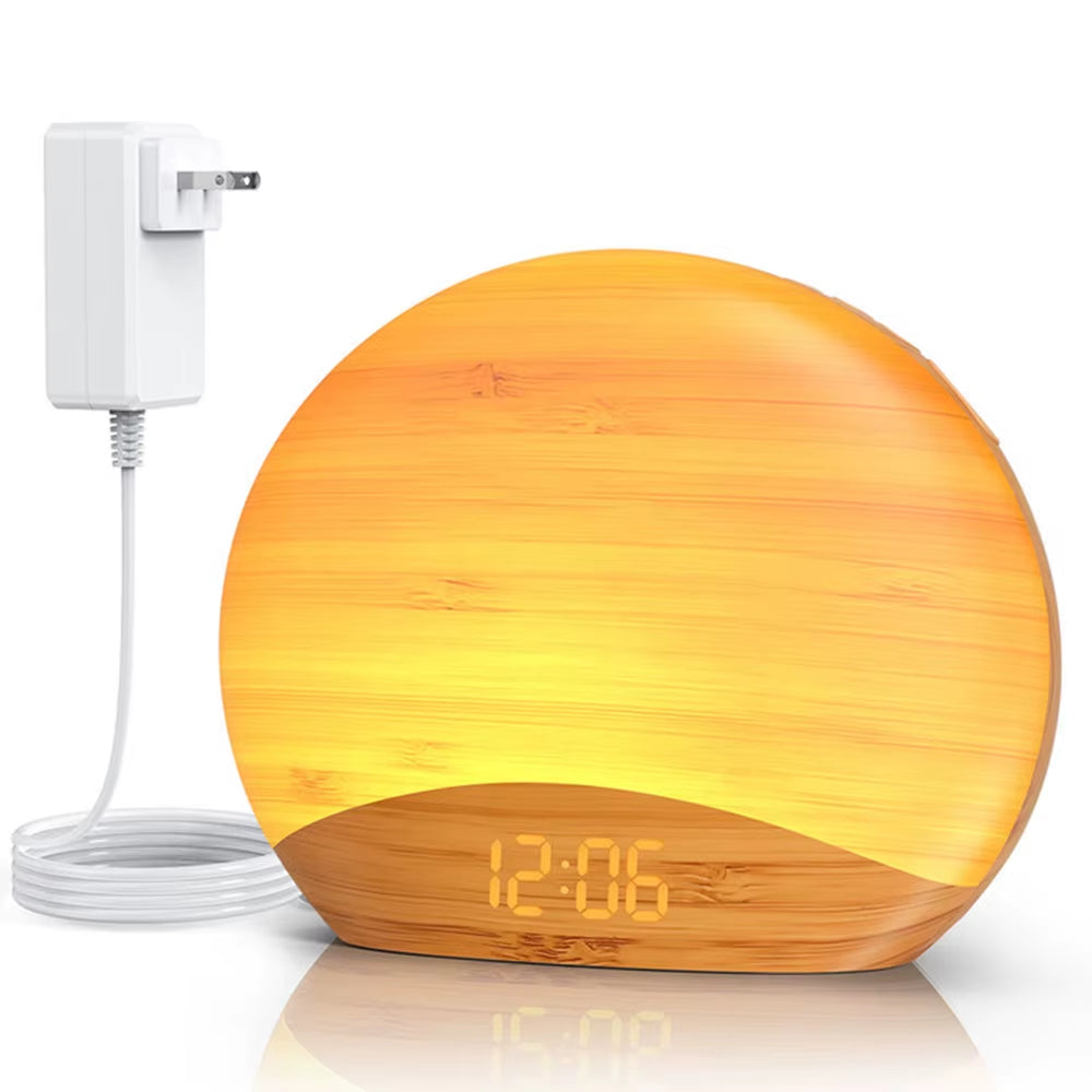 Awakening Wake up Sunrise Alarm Clock Table Clock Dimmable with 3 Ring 8 Nightlight 26 Sound Sleep Timer Night Light