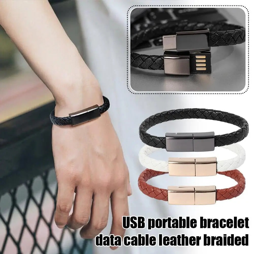 Leather Braided USB Charging Cable and Data Transfer Cable for iPhone, Samsung, Huawei, and Xiaomi