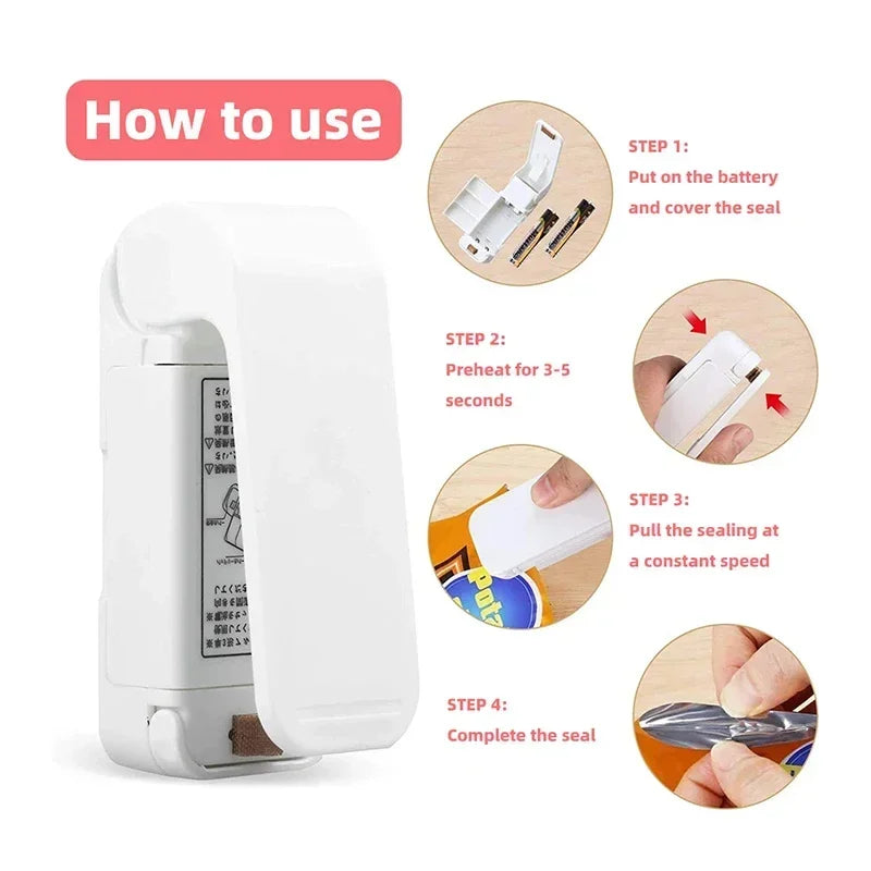Compact Heat Bag Sealing Machine for Food Packaging - Portable Thermal Plastic Sealer