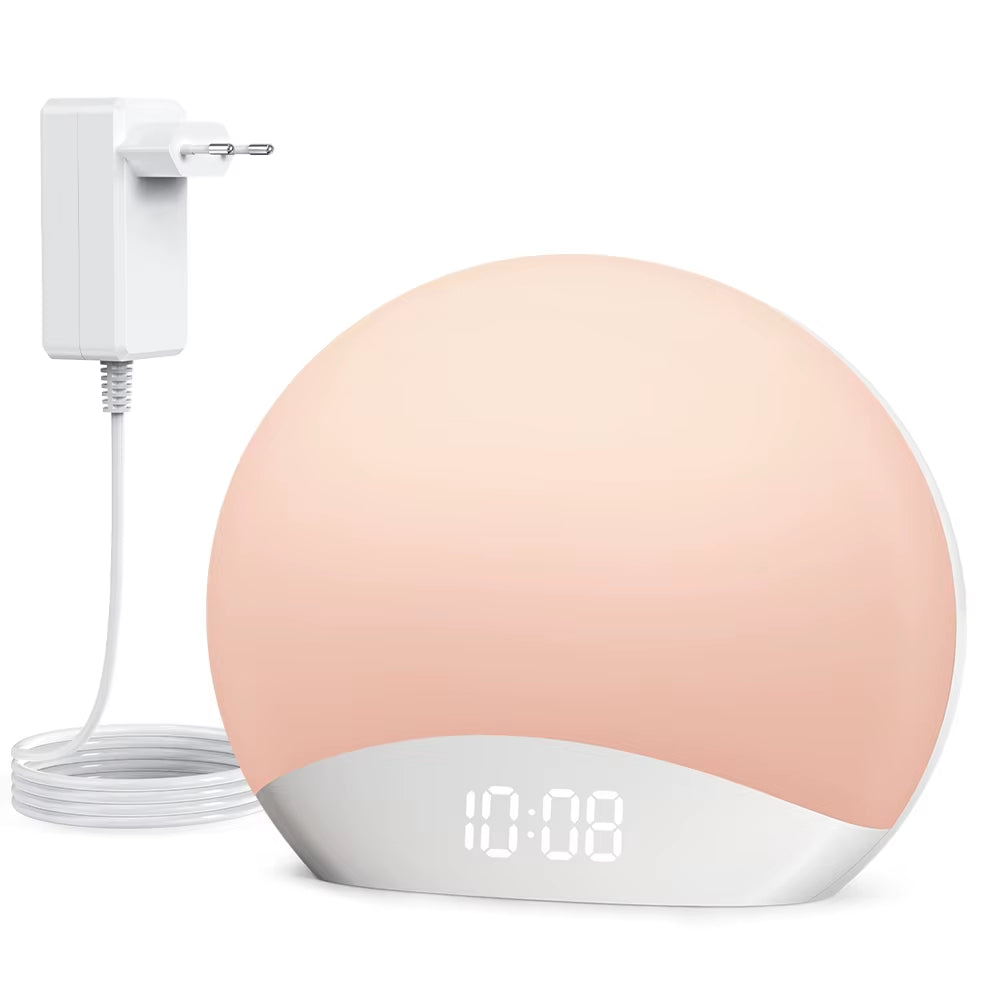 Awakening Wake up Sunrise Alarm Clock Table Clock Dimmable with 3 Ring 8 Nightlight 26 Sound Sleep Timer Night Light