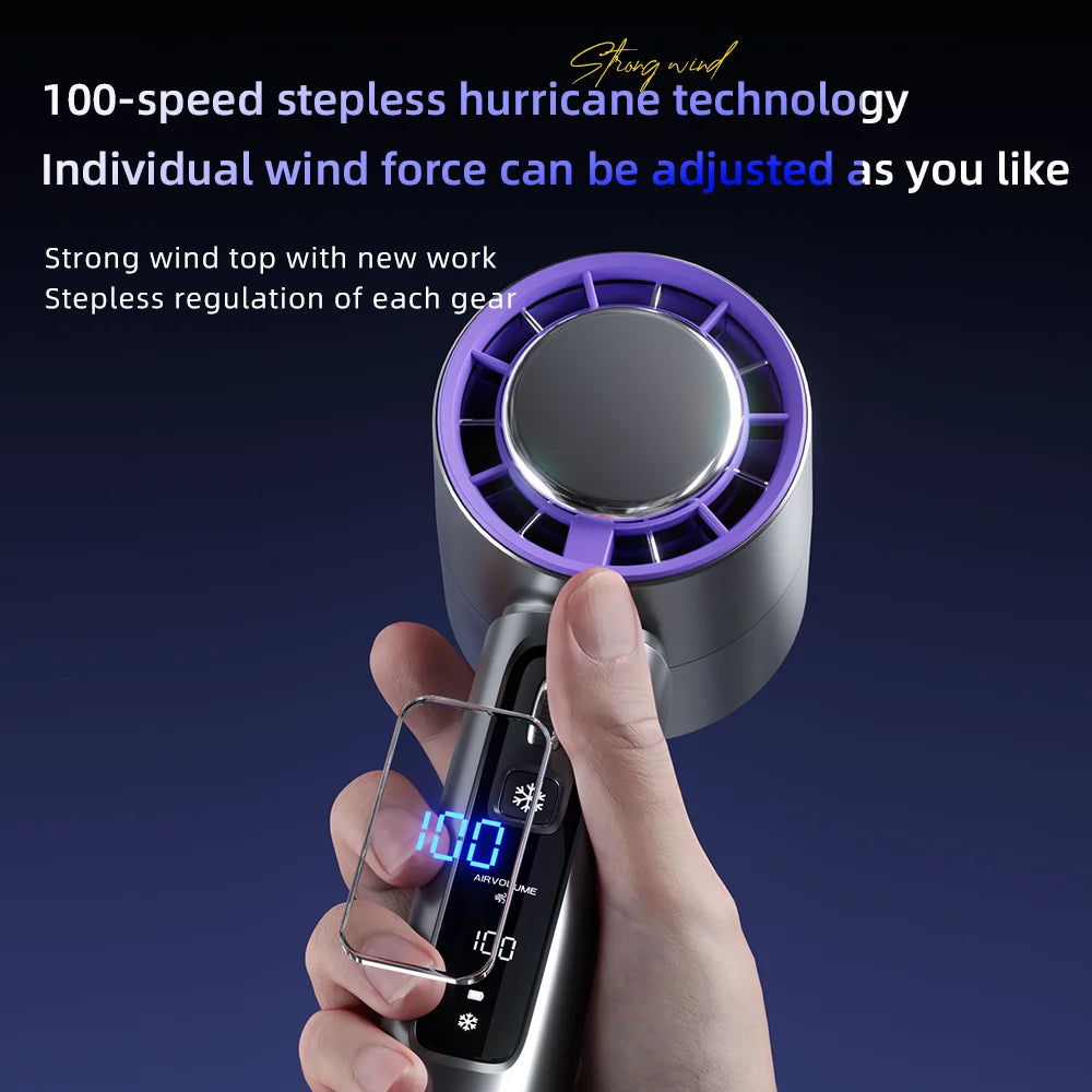 2024 High-Speed Handheld Electric Fan with Semiconductor Refrigeration, 4000mAh USB Rechargeable Portable Outdoor Fan