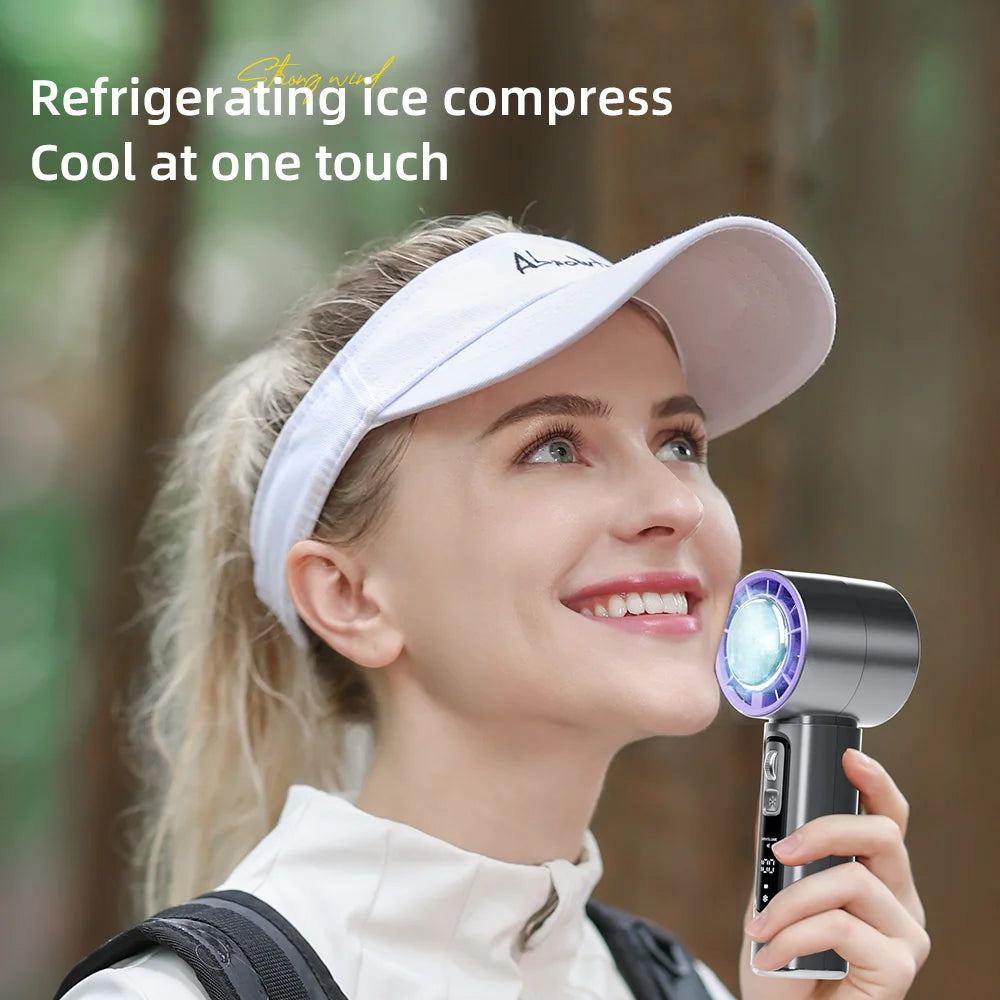 2024 High-Speed Handheld Electric Fan with Semiconductor Refrigeration, 4000mAh USB Rechargeable Portable Outdoor Fan
