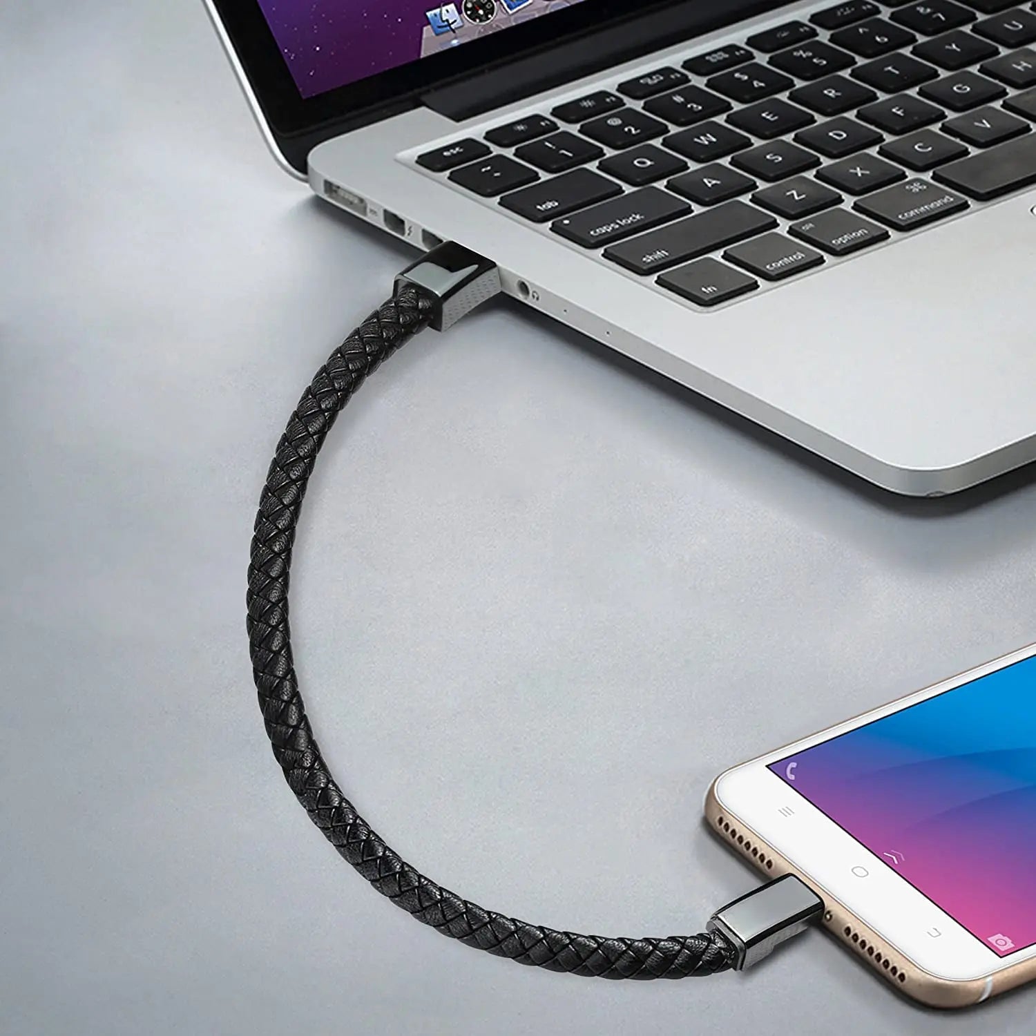Leather Braided USB Charging Cable and Data Transfer Cable for iPhone, Samsung, Huawei, and Xiaomi