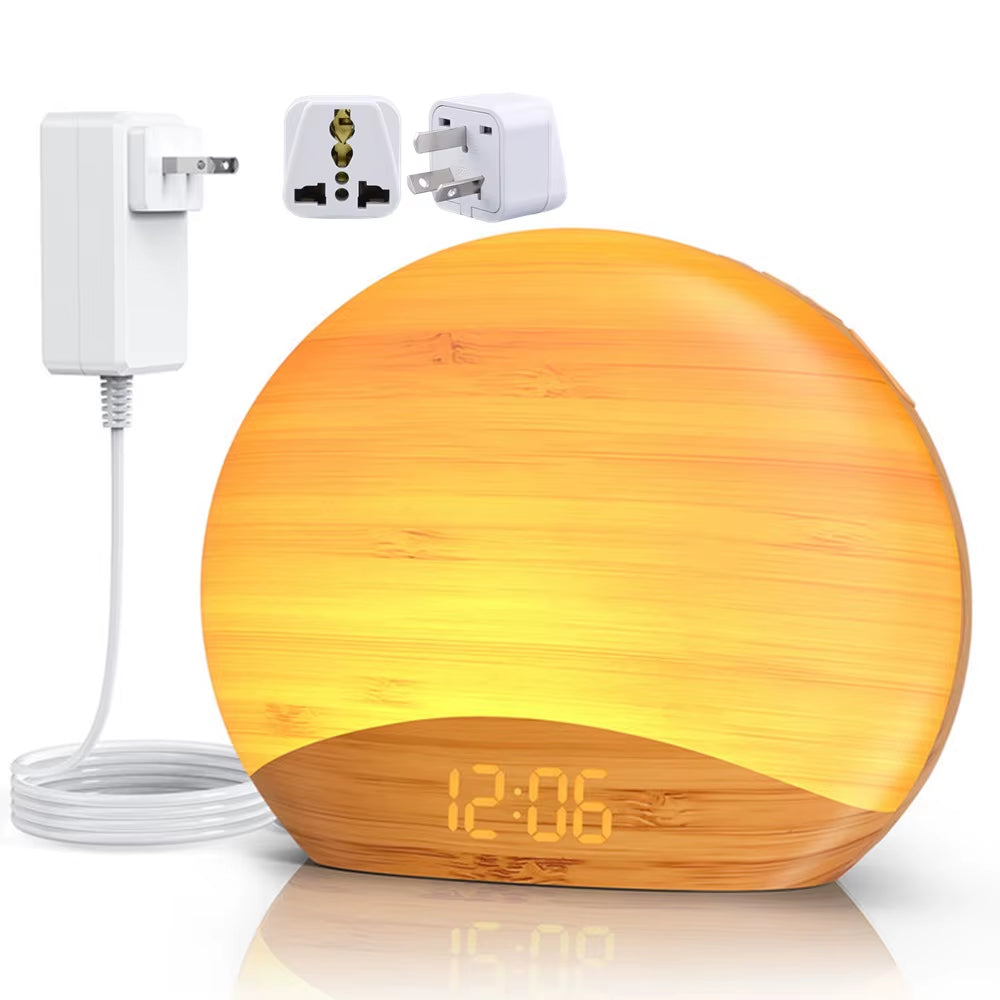 Awakening Wake up Sunrise Alarm Clock Table Clock Dimmable with 3 Ring 8 Nightlight 26 Sound Sleep Timer Night Light