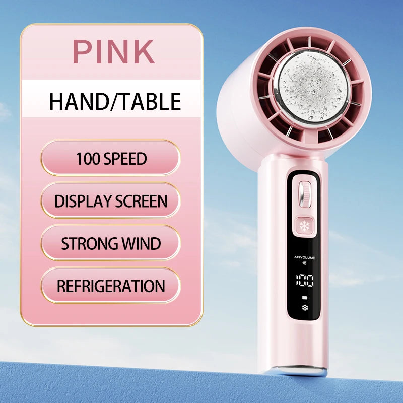 2024 High-Speed Handheld Electric Fan with Semiconductor Refrigeration, 4000mAh USB Rechargeable Portable Outdoor Fan